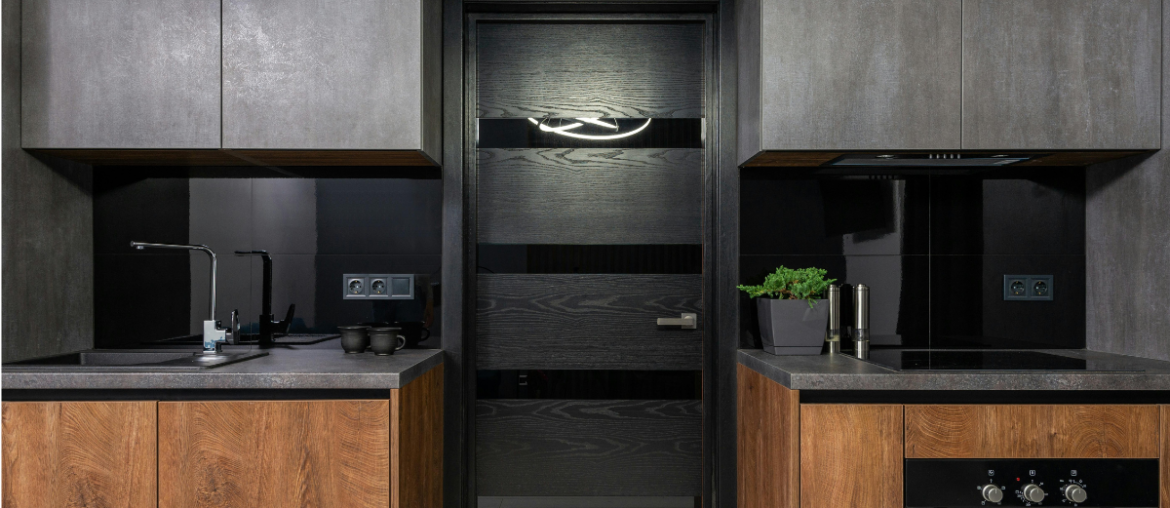 Bronze And Black Metal Kitchen Cabinets