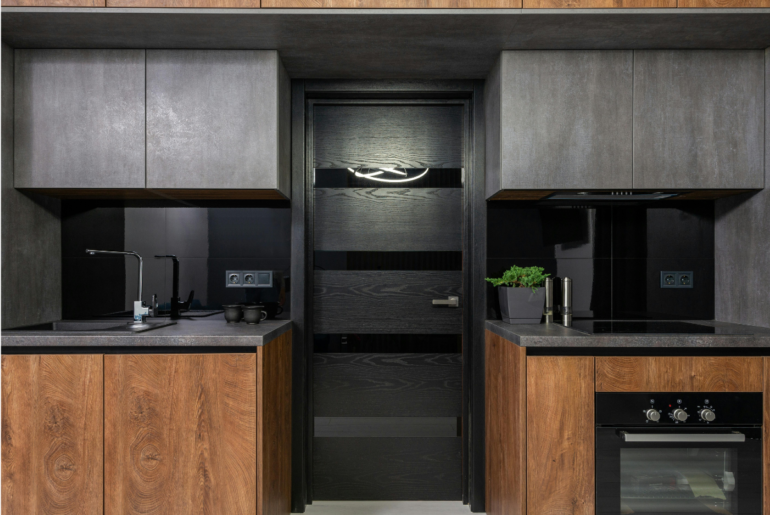 Bronze And Black Metal Kitchen Cabinets